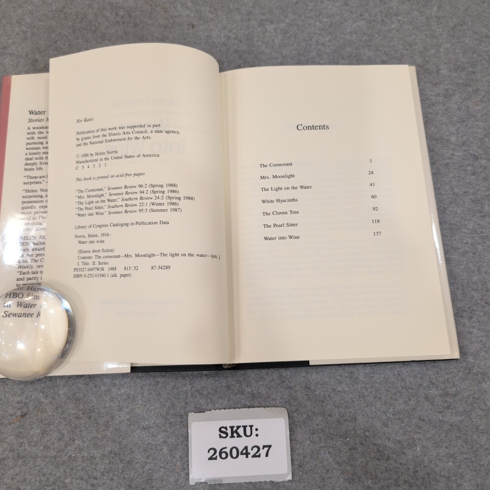 Water into Wine Helen Norris Illinois Short Fiction Hardcover 1988 0252015401 - Picture 4 of 4